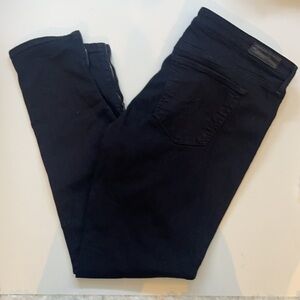 AG Adriano Goldschmied Black Ankle Zip- Up Legging Jeans